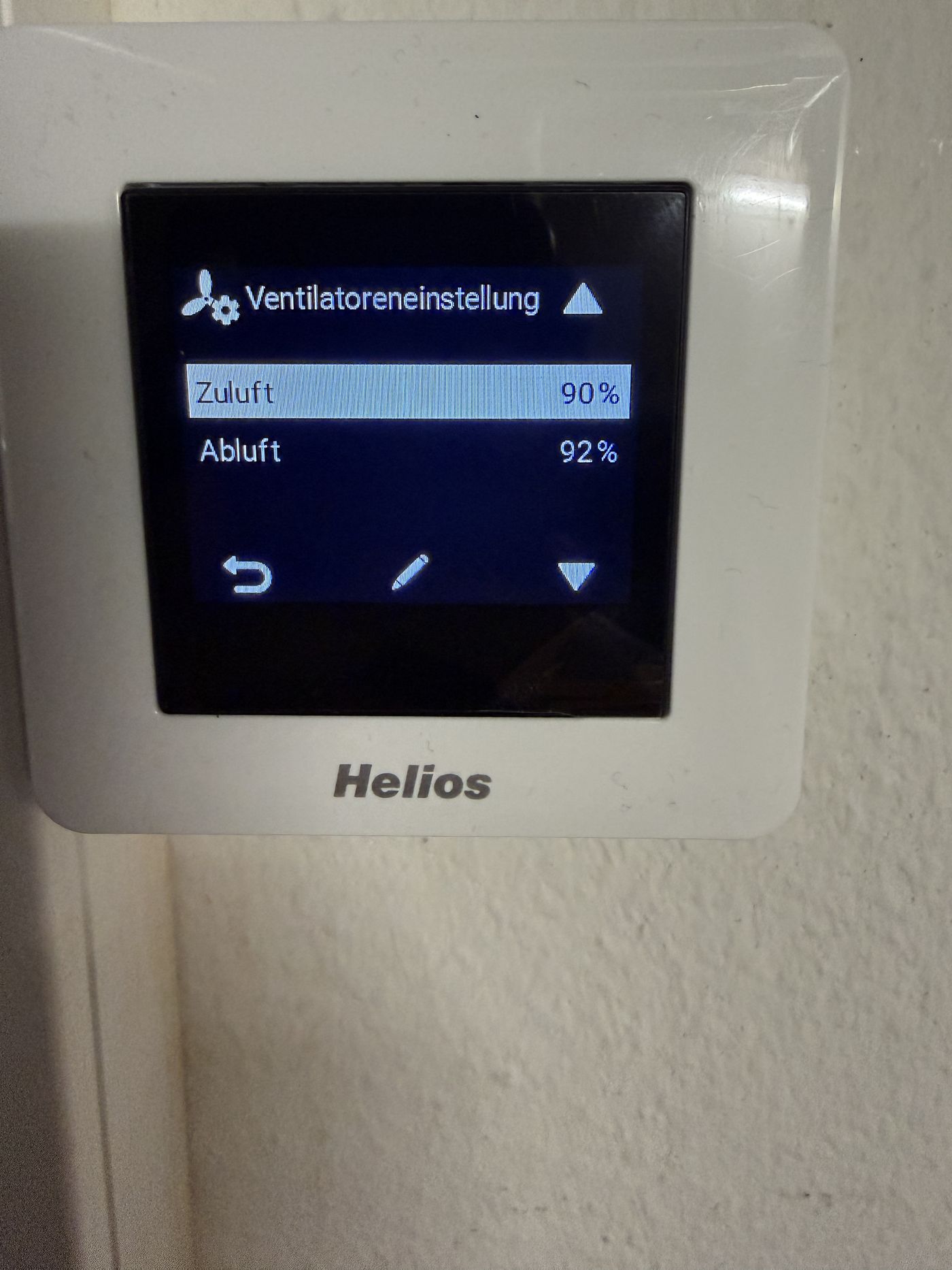 Helios Bedienpanel für die Ventilatoreneinstellung